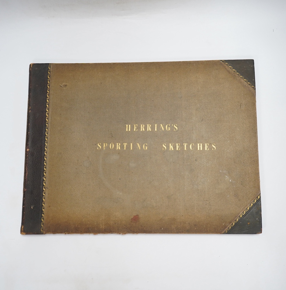 [Herring, J.F.] - Sporting Sketches. 24 chromolithographed plates (with guards), no title of letterpress present: contemp. gilt decorated half morocco and cloth, gilt lettered upper cover, oblong 4to. (1854)